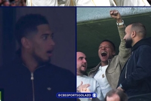 一脸惊愕!巴尔韦德上演帽子戏法,贝林厄姆在场边反应夸张