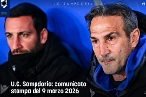 位居意乙降级附加赛区,桑普官方:主帅格雷古奇被解雇