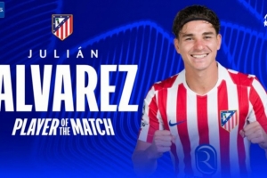 2球1助!阿尔瓦雷斯当选马竞vs热刺全场最佳球员