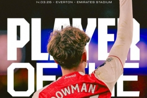 前途光明!16岁道曼当选本轮英超阿森纳队内最佳球员