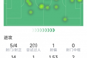 维尼修斯本场数据:梅开二度,5射4正,2次错失良机,1关键传球