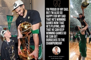 Deuce鼓励塔图姆:为爸爸感到骄傲&他是超级大英雄 继续去夺冠吧