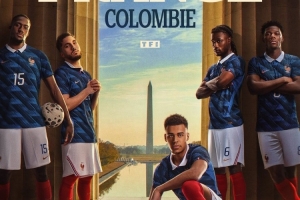 法国队发布对阵哥伦比亚海报:杜埃、谢尔基、卡马文加出镜
