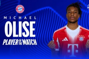 2球1助攻，欧冠官方：奥利塞当选拜仁6-1亚特兰大全场最佳